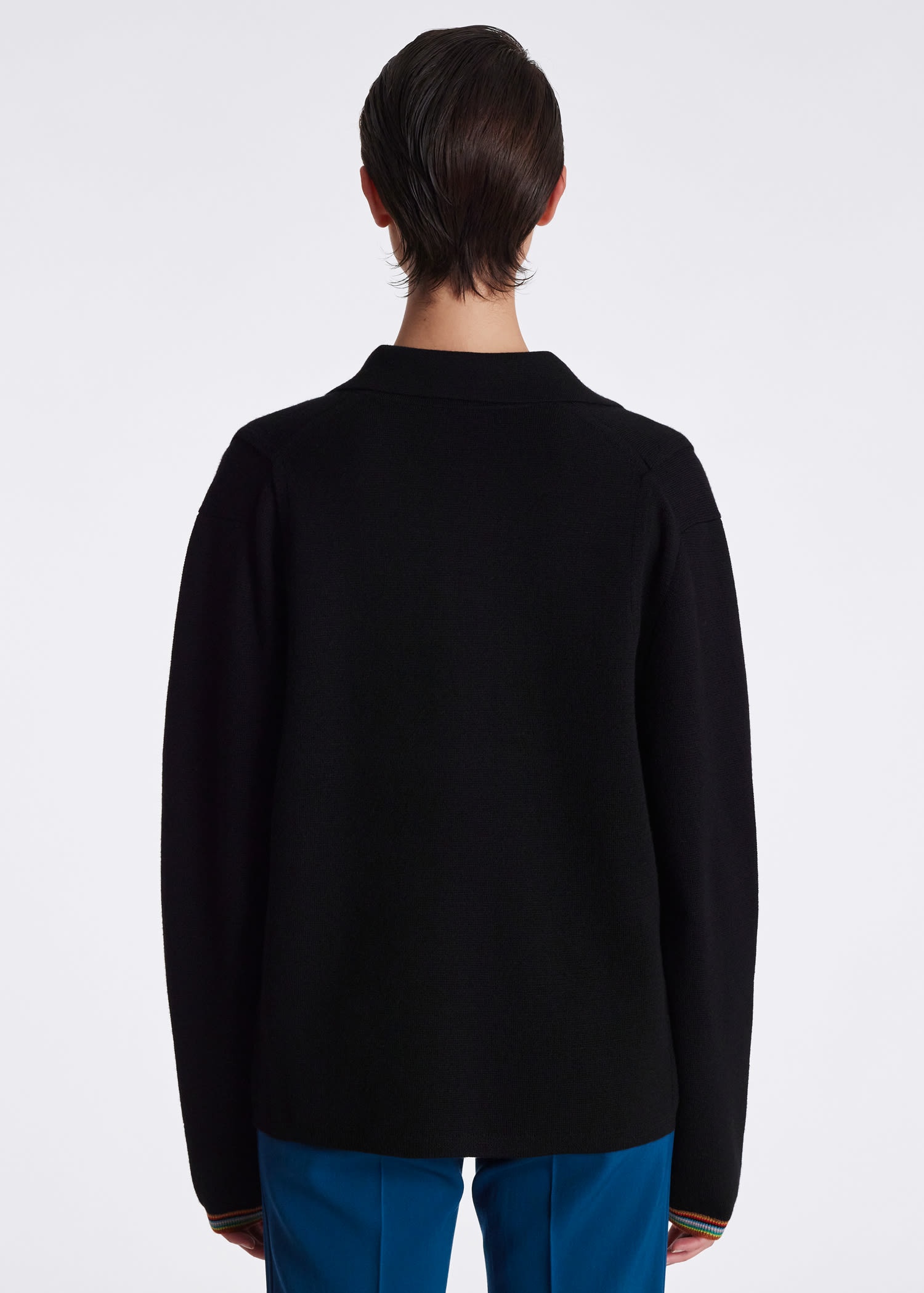 Collared Stripe Cuff Sweater - 5