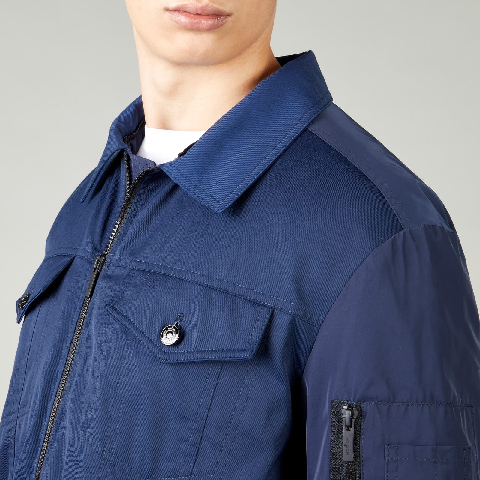 Bomber Jacket with Hood Blue Black - 8
