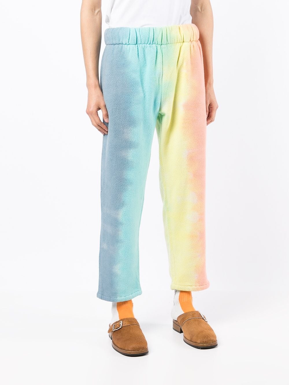 colour-block tie-dye trousers - 3