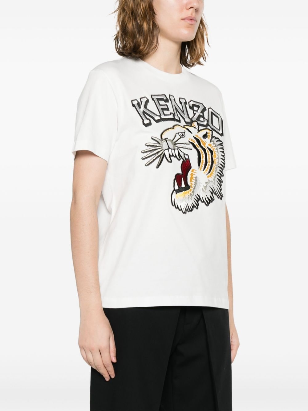 logo-embroidered cotton T-shirt - 3
