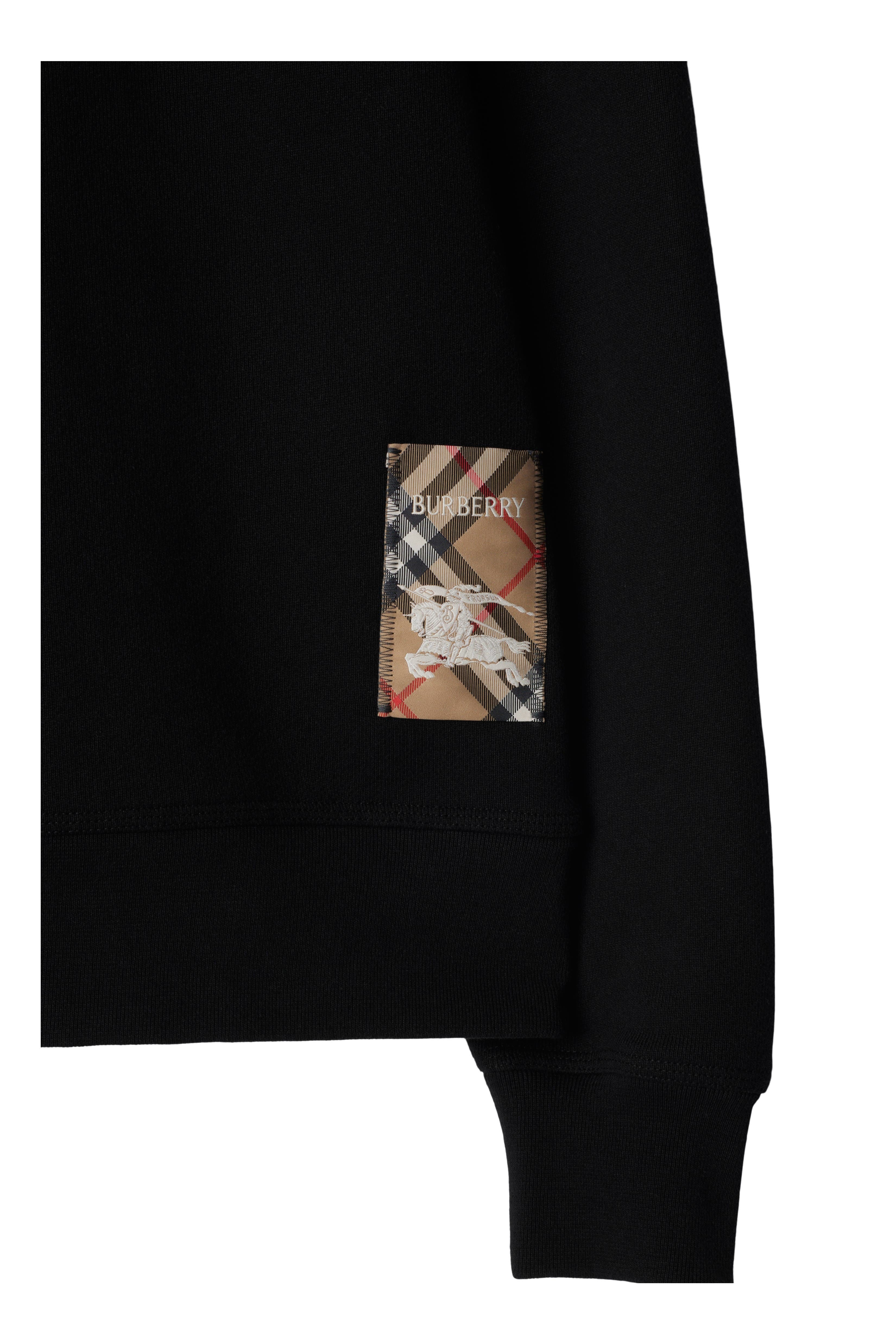 burberry Check Label Cotton Sweatshirt in Black at Nordstrom - 2
