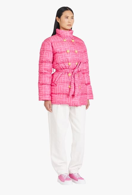 Balmain x Barbie - Nylon quilted coat with light pink monogram - 7