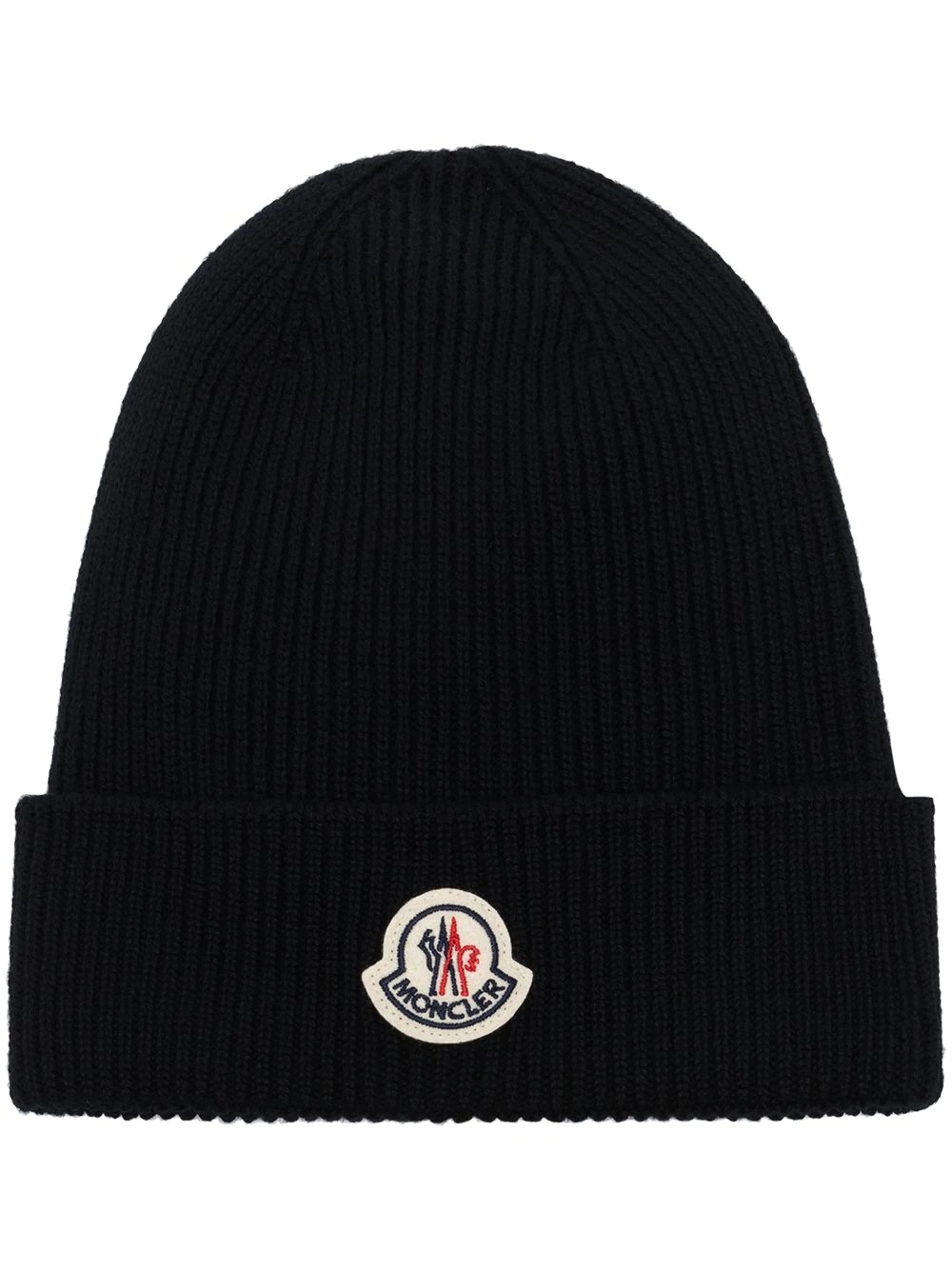 logo-patch knitted beanie - 1