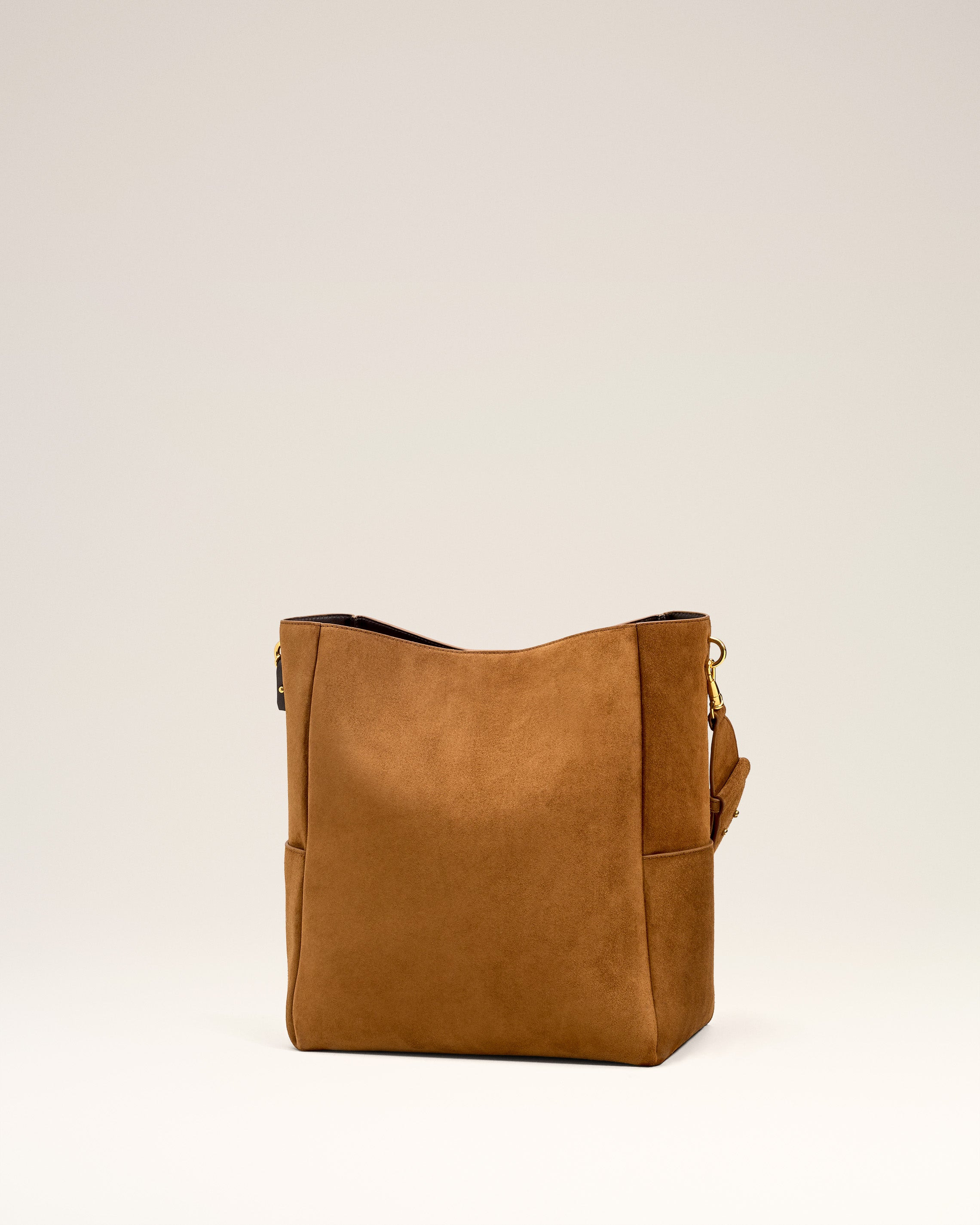 BROWN SMOOTH LEATHER CARROUSEL BUCKET BAG - 4