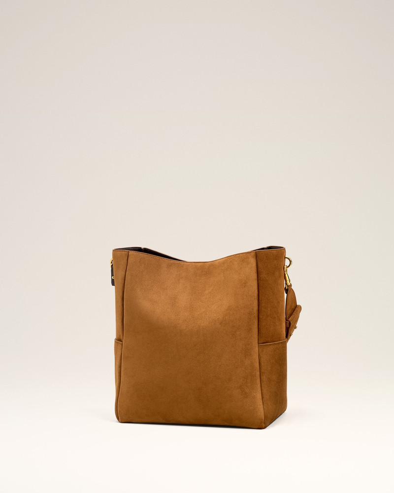 BROWN SMOOTH LEATHER CARROUSEL BUCKET BAG 4