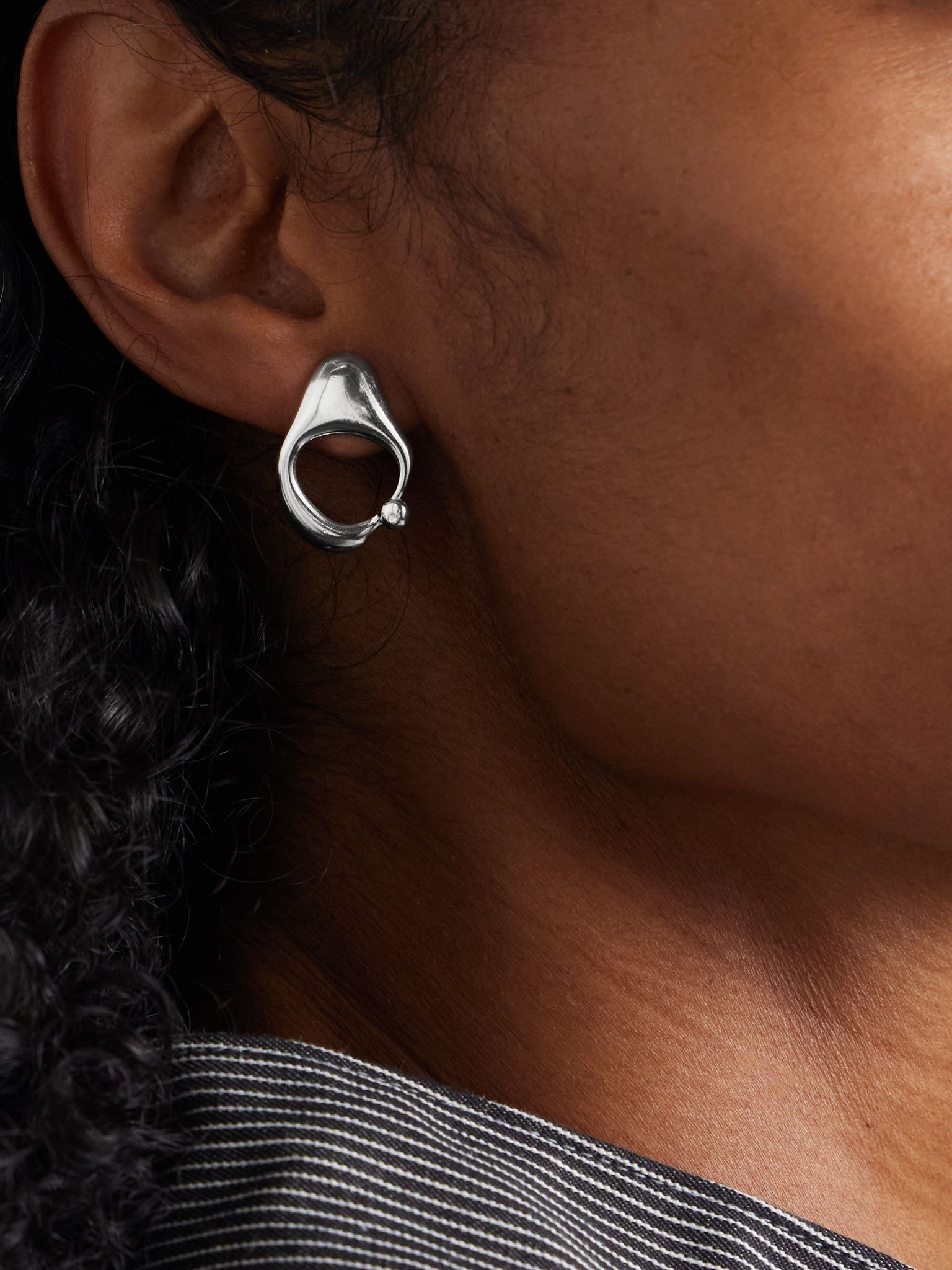 Droplet Mist silver hoop earrings Silver - 4