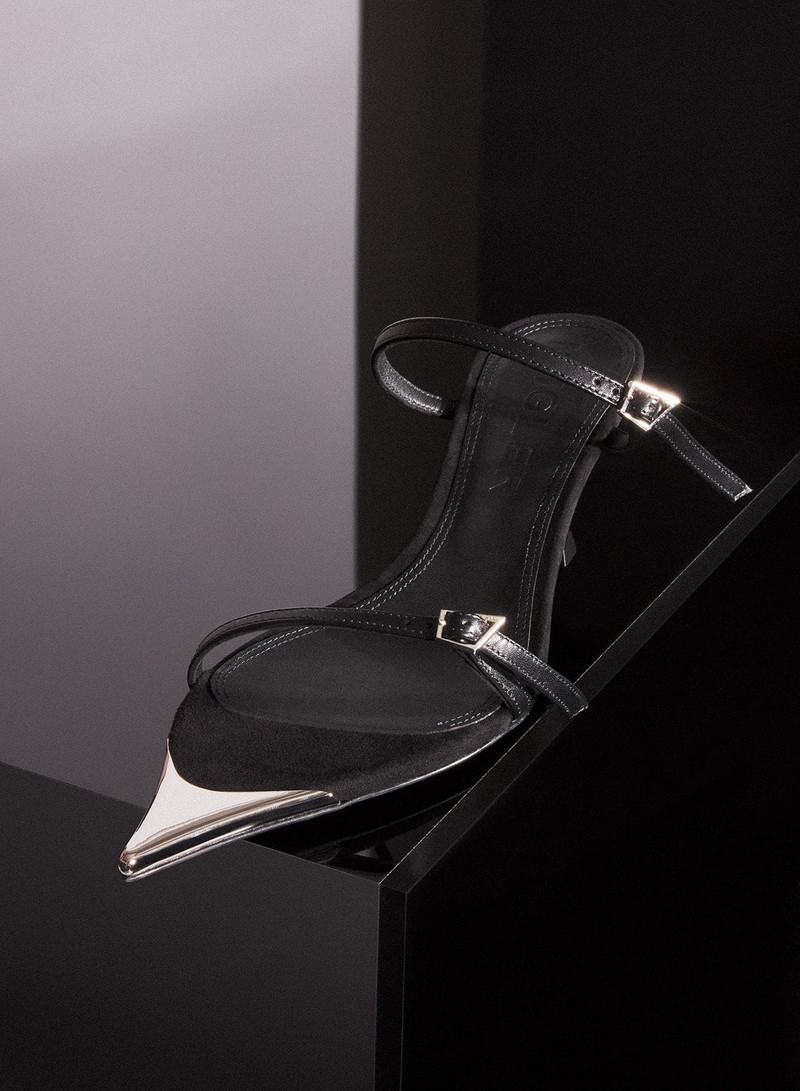 MUGLER Black suede Fang 55 sandals outlook