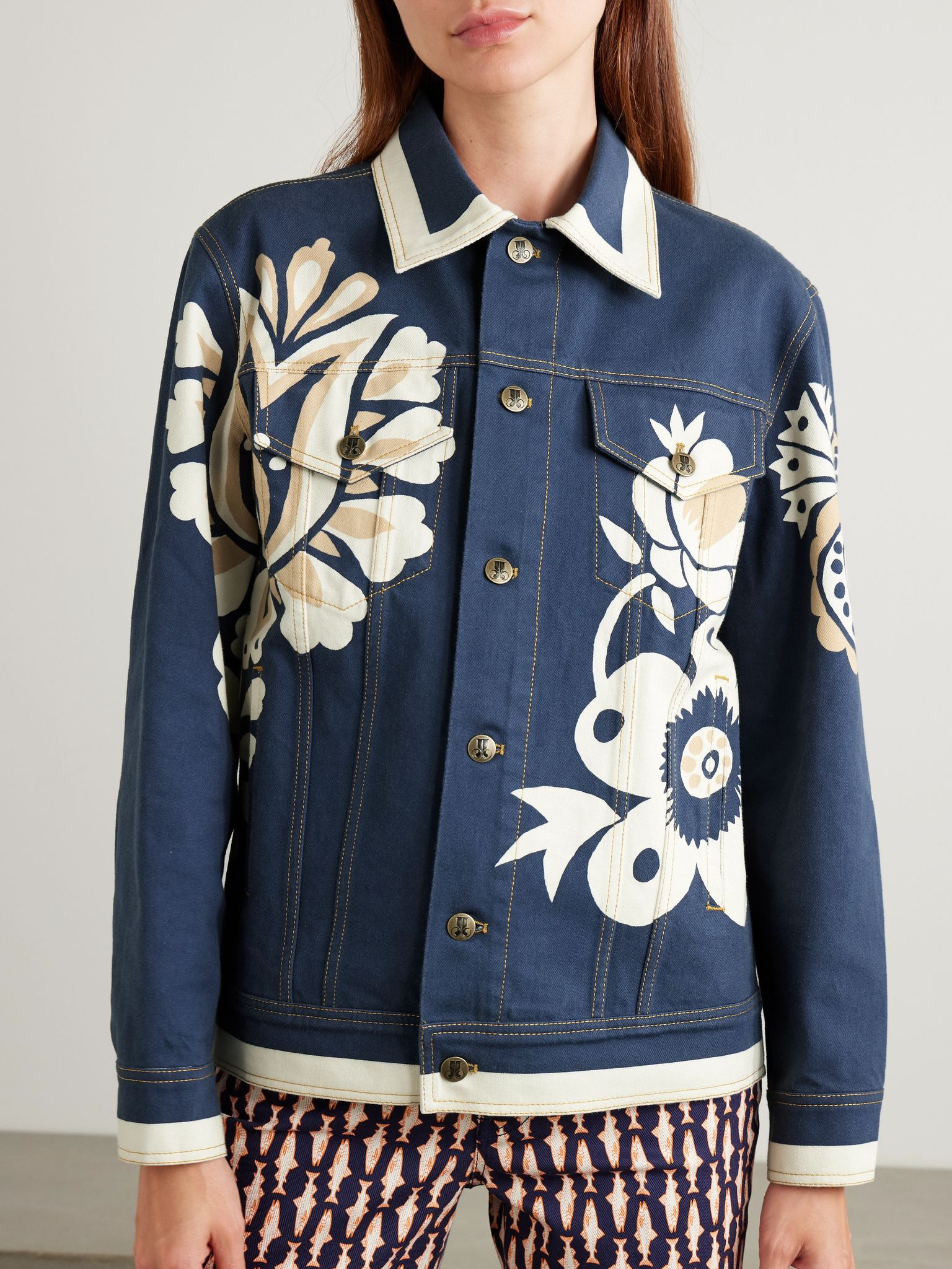 JJ floral-print denim jacket Navy - 3