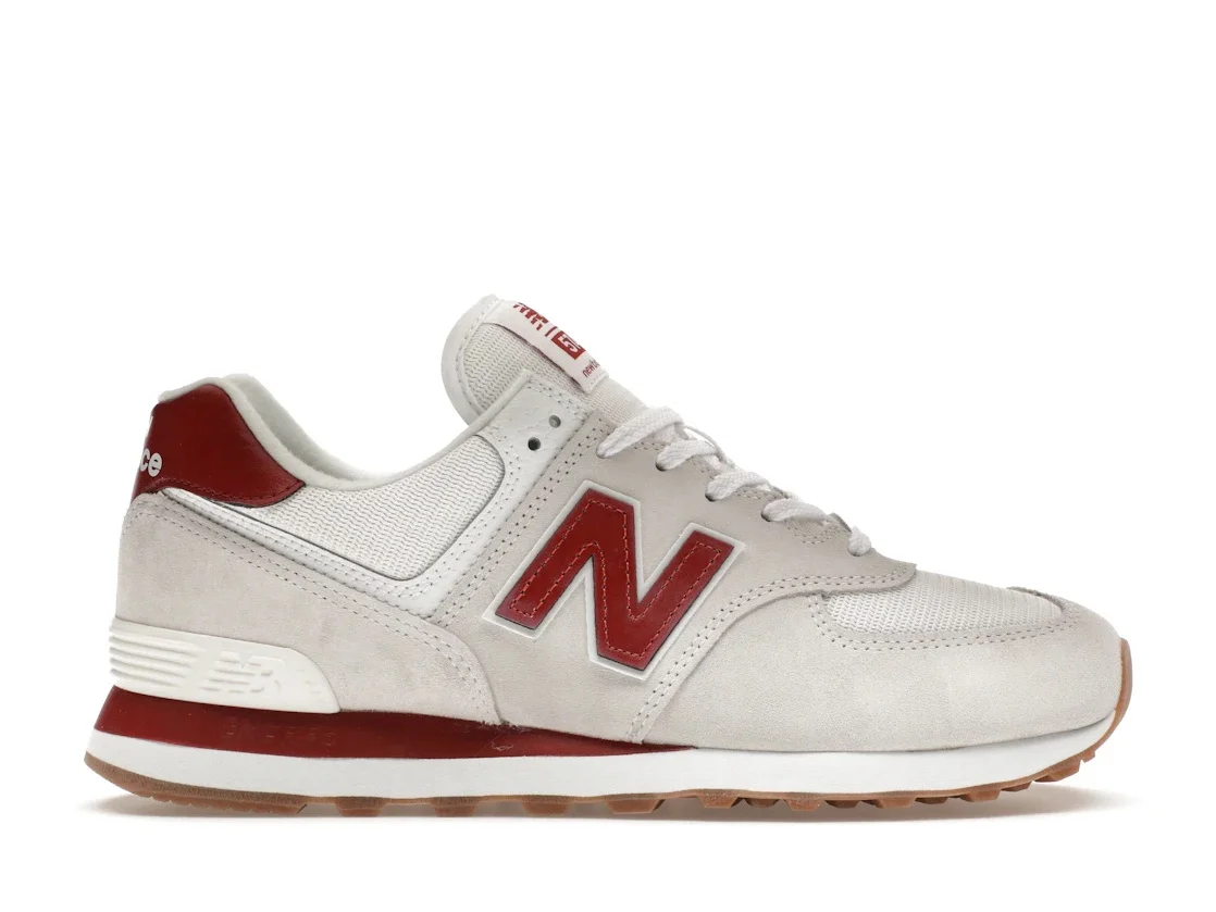 New Balance 574 White Red Gum - 1