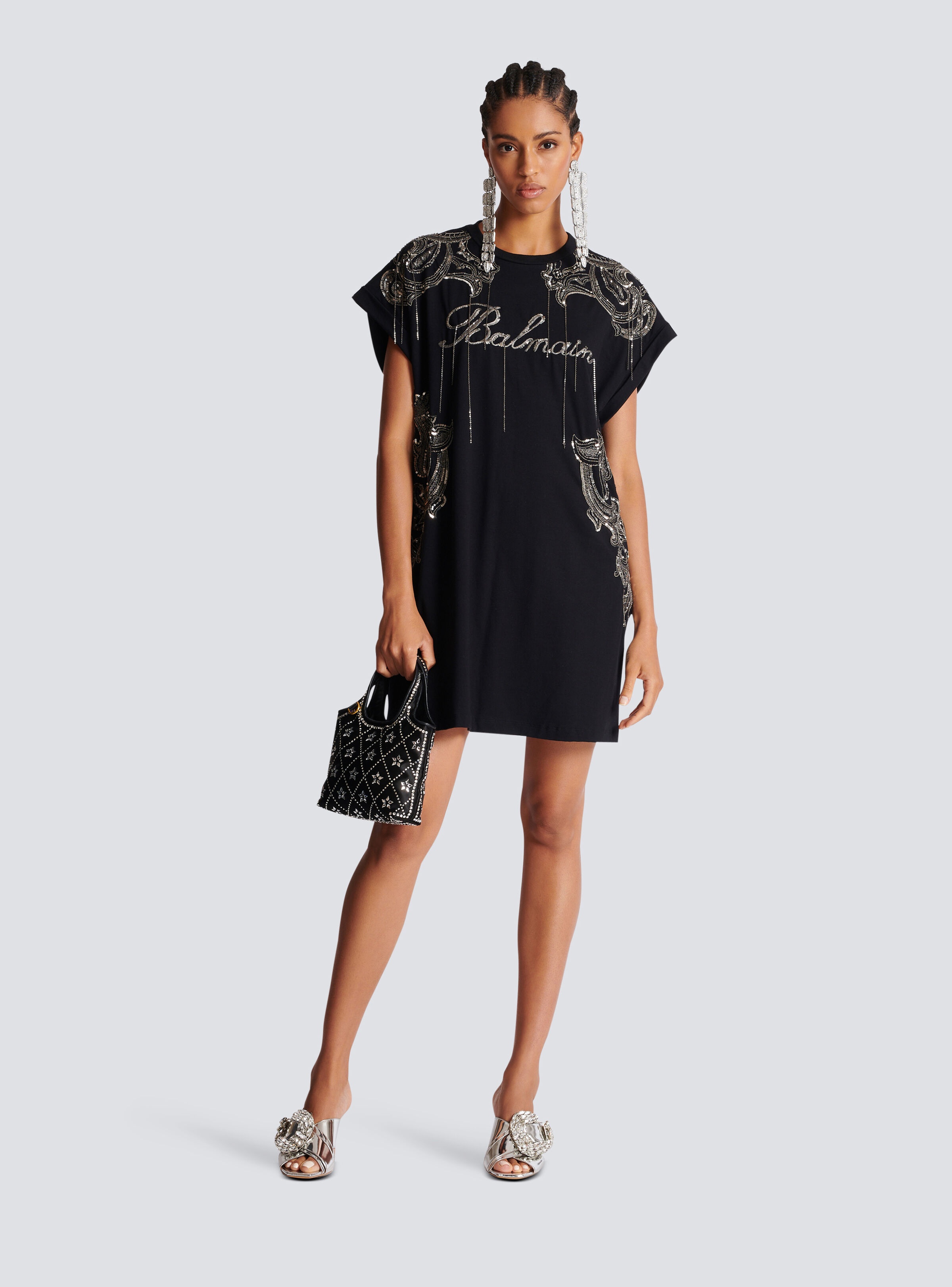 Balmain Signature chain embroidered T-shirt dress - 2