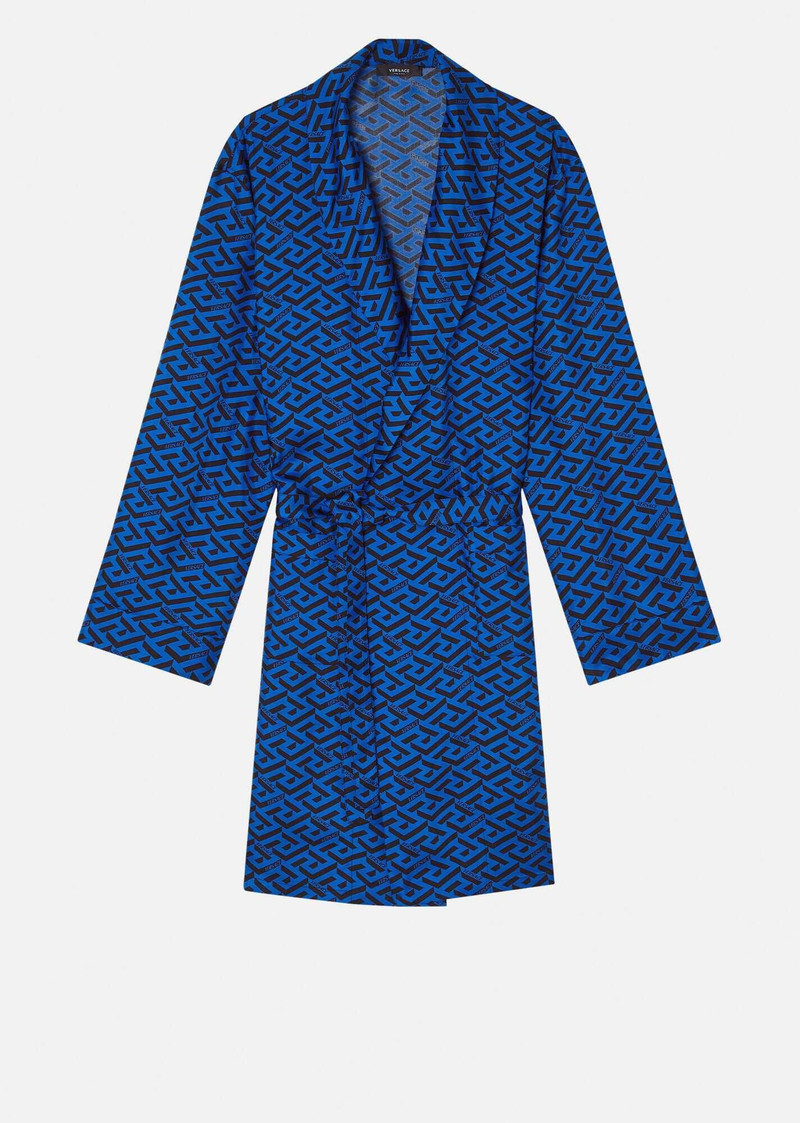 La Greca Print Silk Robe 1