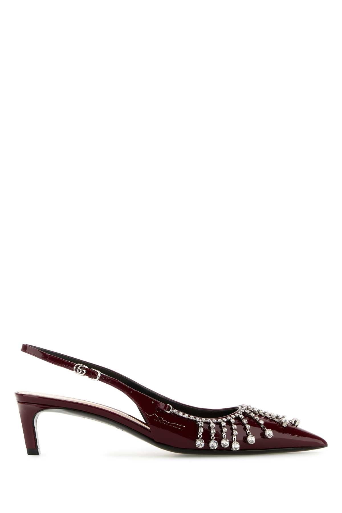 Gucci Women Burgundy Leather Pumps - 1