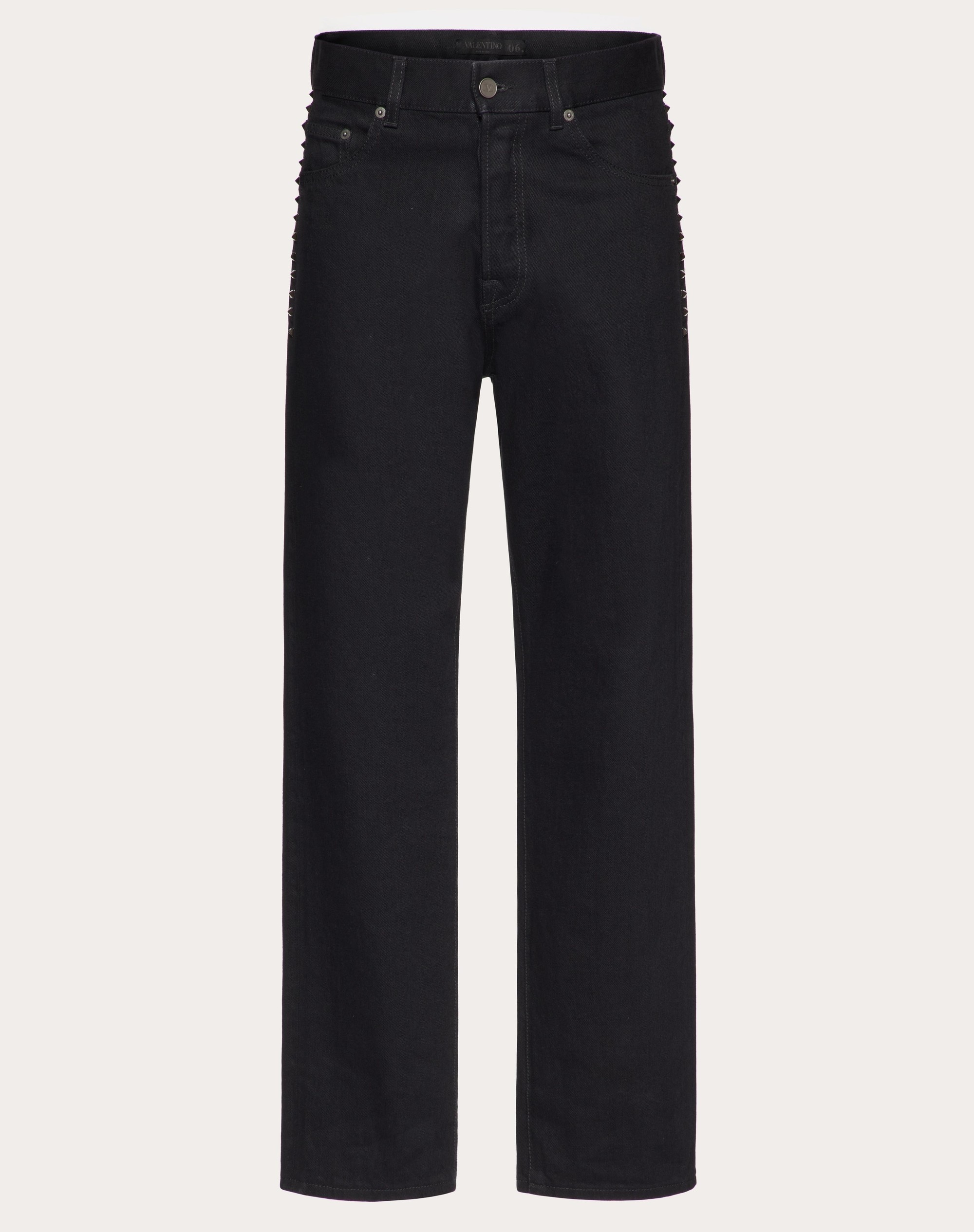 DENIM PANTS WITH BLACK UNTITLED STUDS - 1