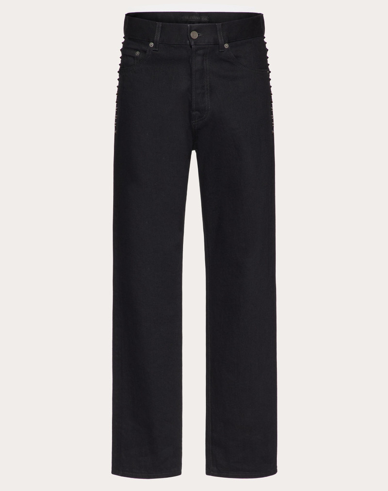 DENIM PANTS WITH BLACK UNTITLED STUDS 1