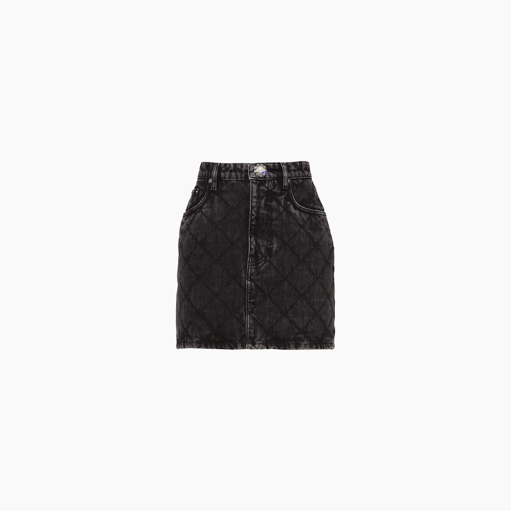Black denim miniskirt - 1