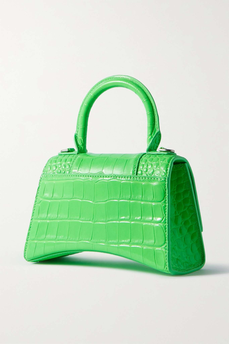 Hourglass XS croc-effect patent-leather tote 3