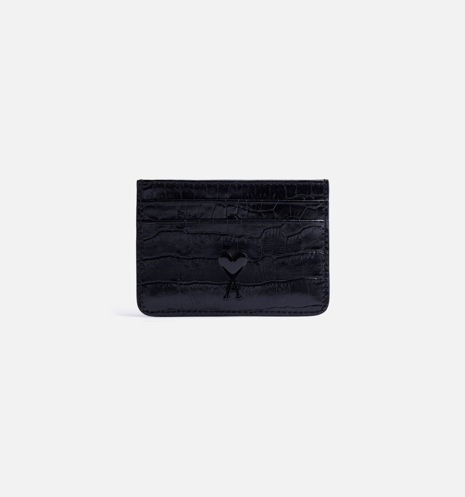 logo-plaque croc-embossed cardholder - 2