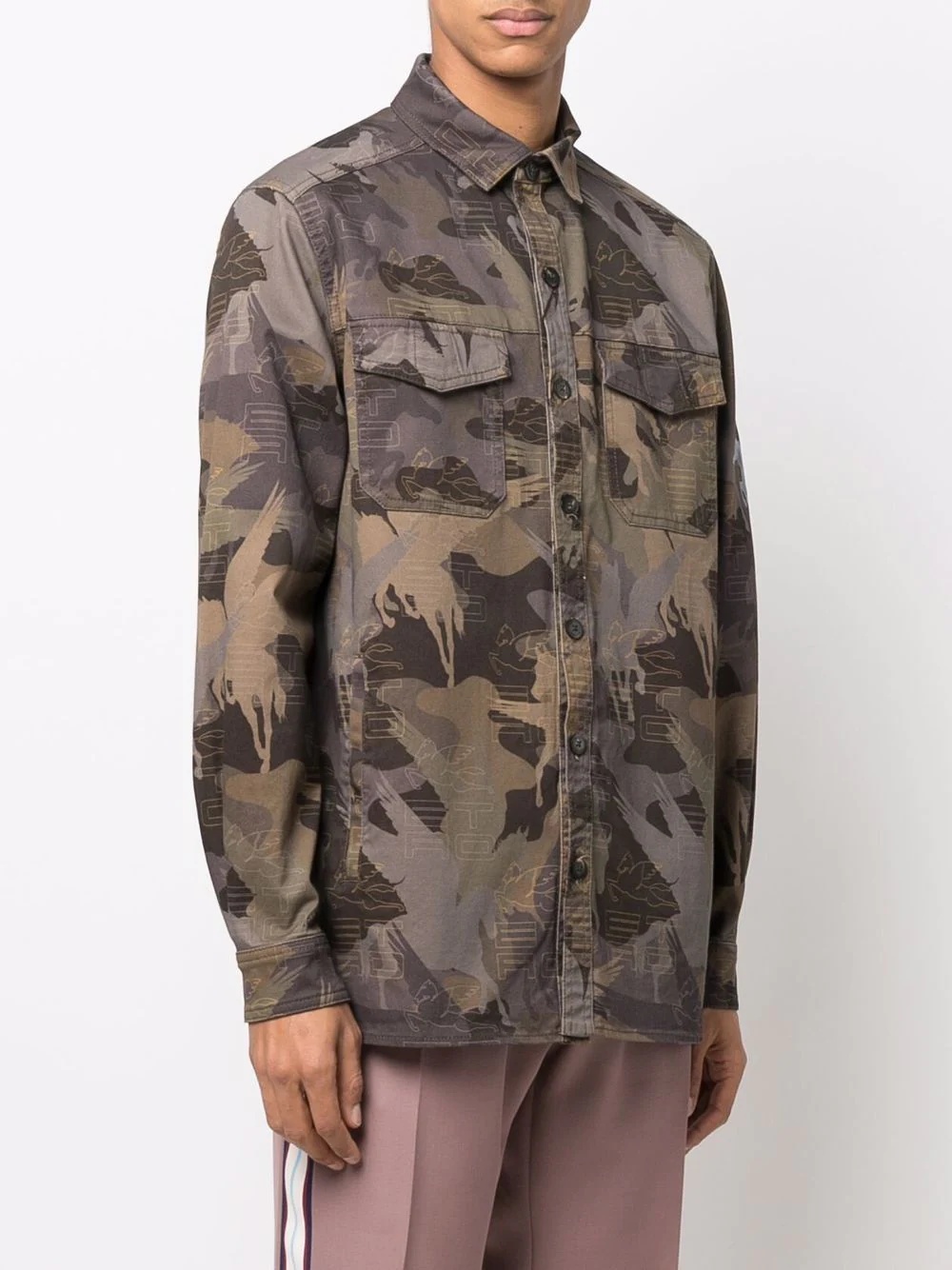 camouflage-pattern button-fastening shirt - 3