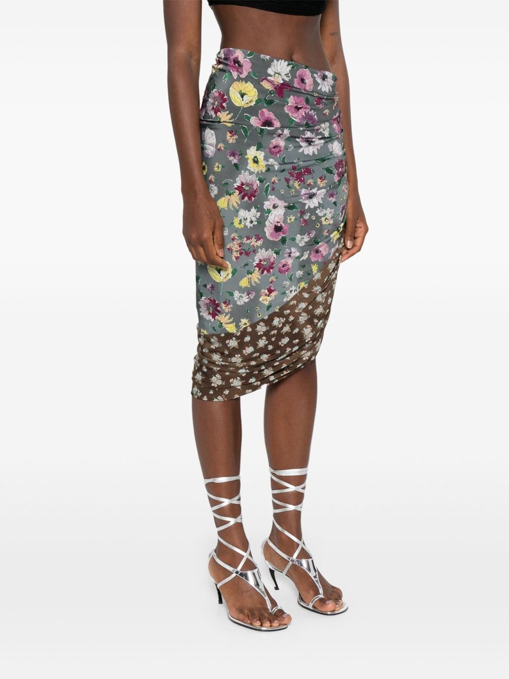 ruched patchwork midi skirt - 3