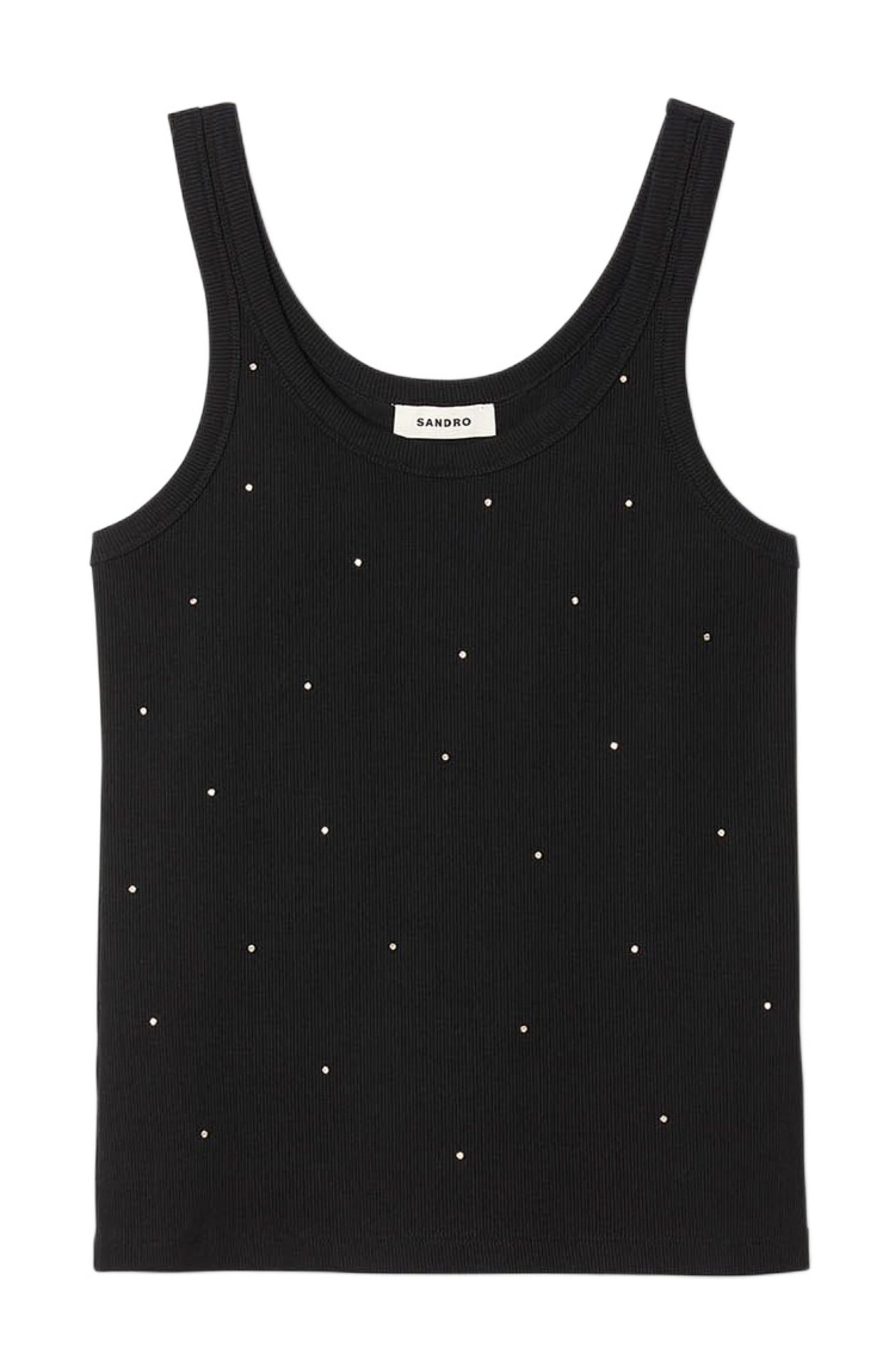 SANDRO Jersey tank with rhinestones in Black at Nordstrom - 5