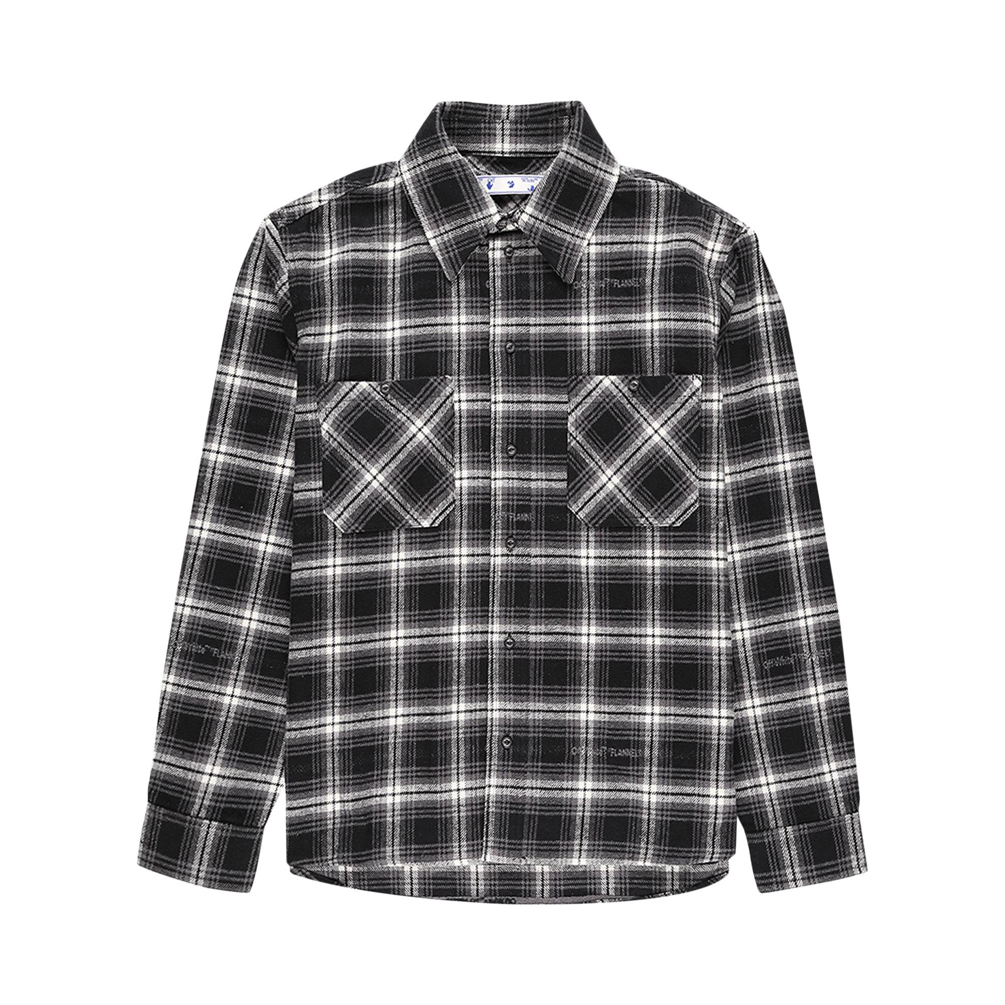 Off-White Stencil Flannel Checked Shirt 'Black' - 1