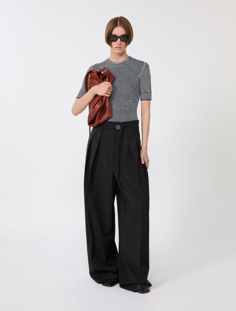 Sportmax Wide-fit stretch wool trousers - black outlook