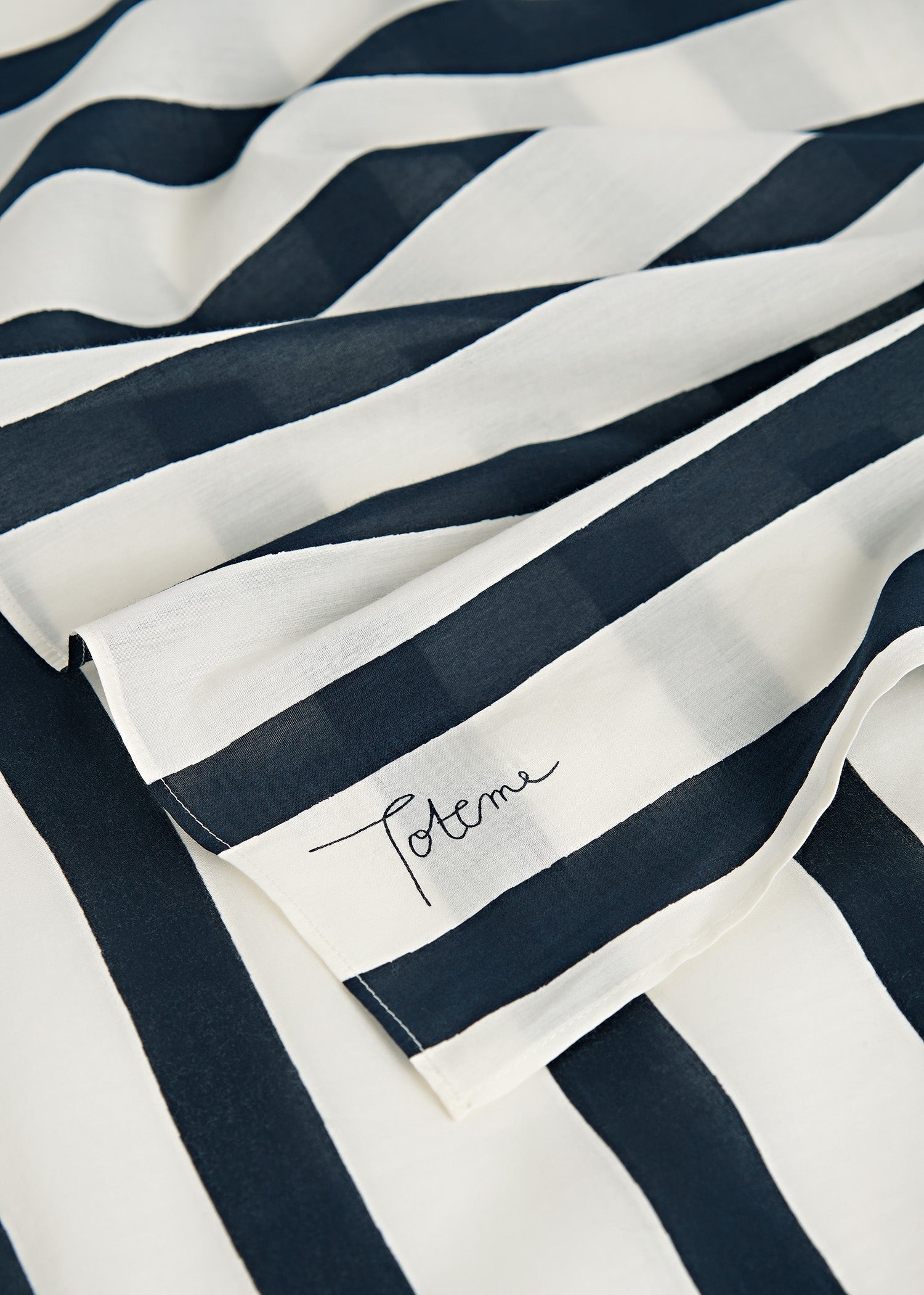 Drawn stripe cotton silk scarf dark navy - 4