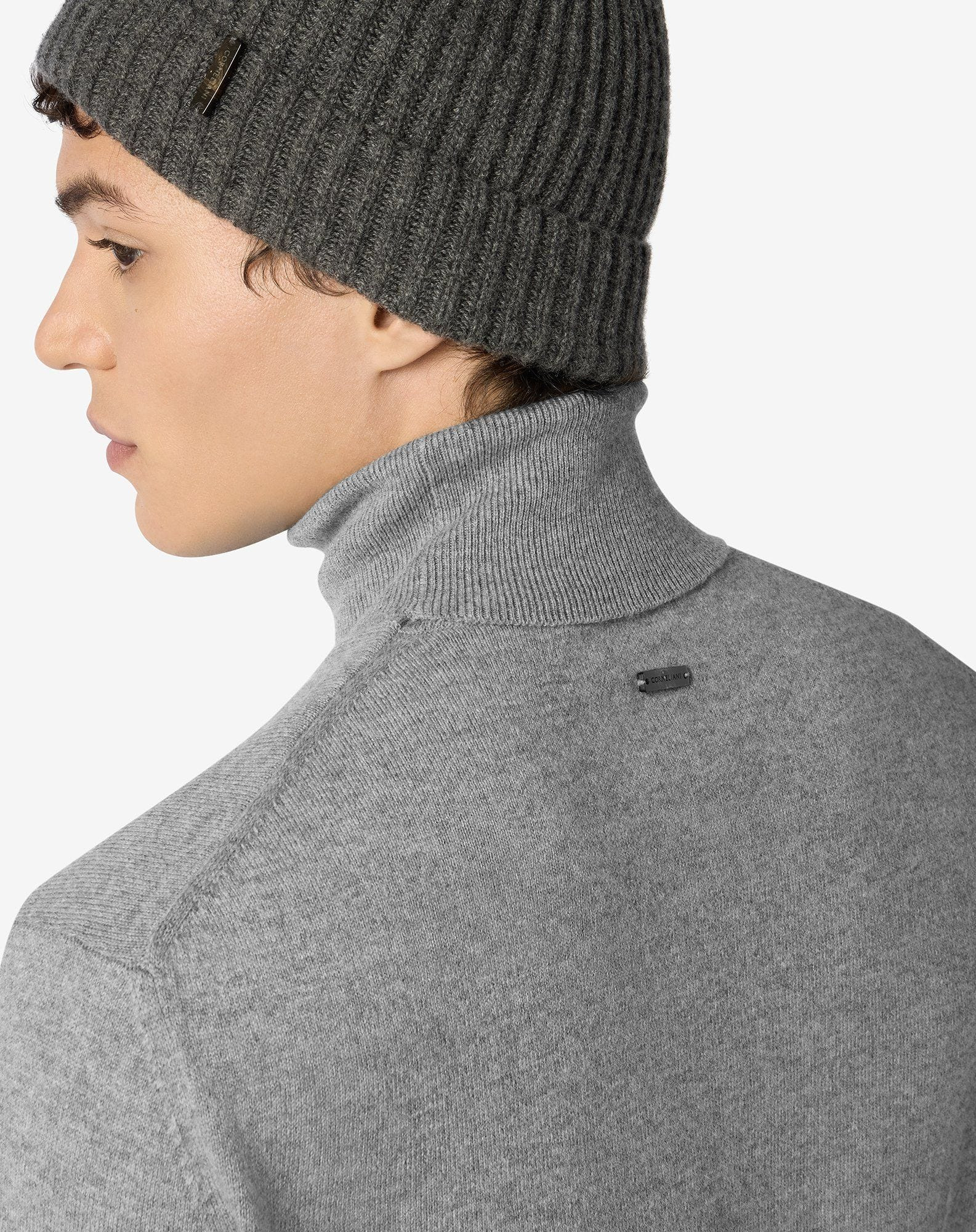 Melange grey wool and cashmere turtleneck - 4