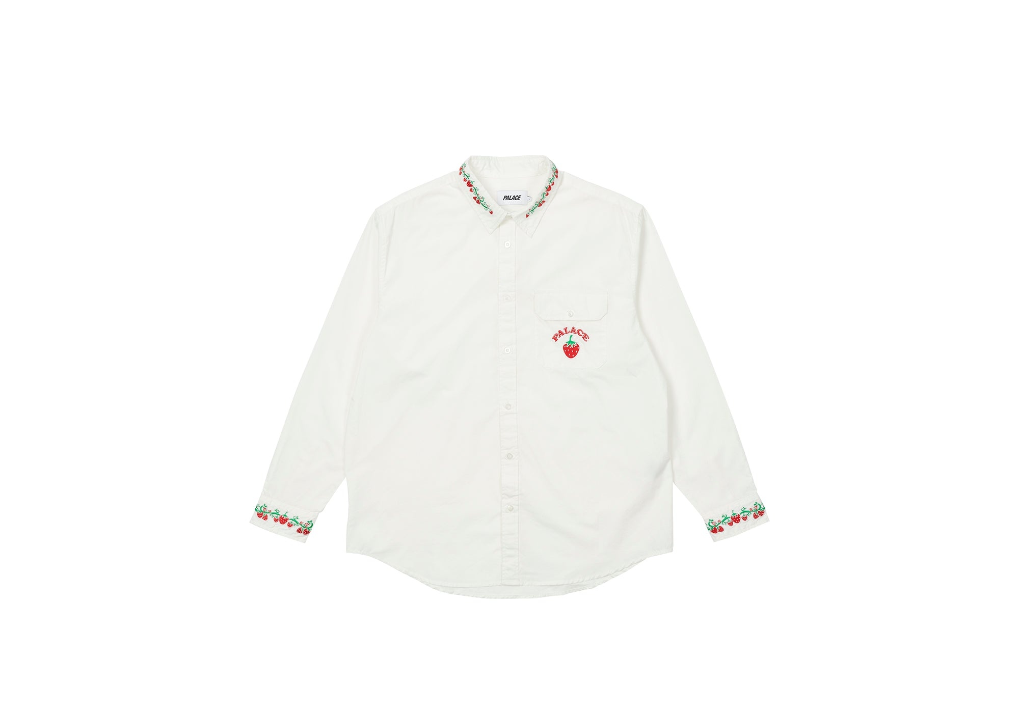 STRAWBERRY EMBROIDERY DENIM SHIRT WHITE - 1