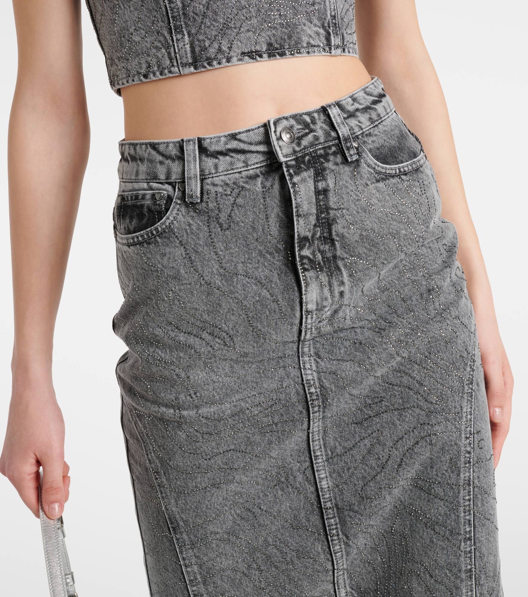 Embellished denim maxi skirt - 4