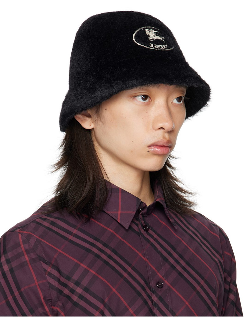 Burberry Black Knight Stamp Faux Fur Bucket Hat outlook