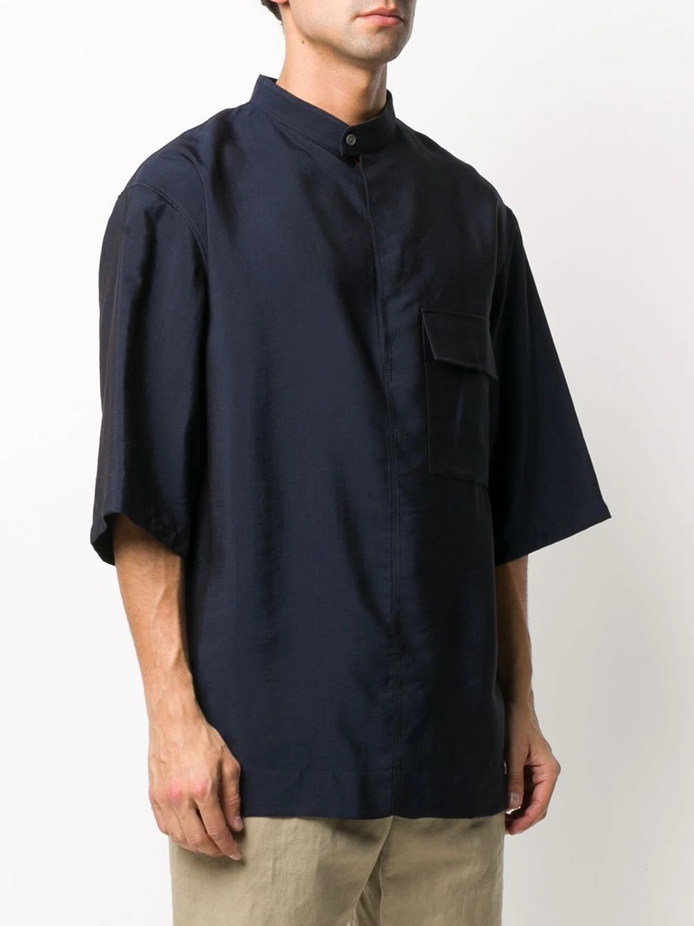 oversized band collar shirt - 3