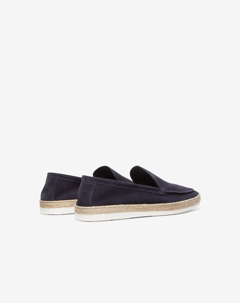 Navy blue suede slip-on loafers 3