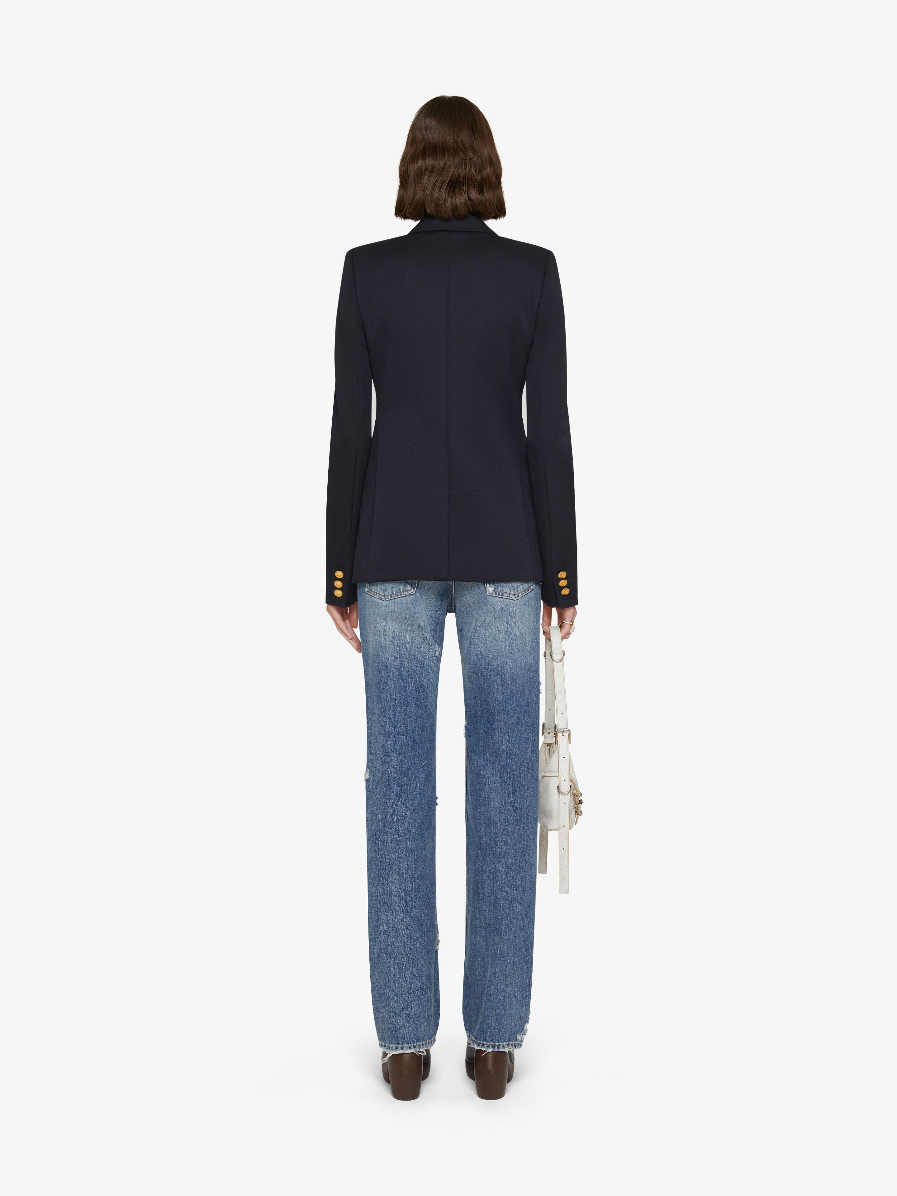 DOUBLE BREASTED JACKET IN WOOL AND MOHAIR - 4