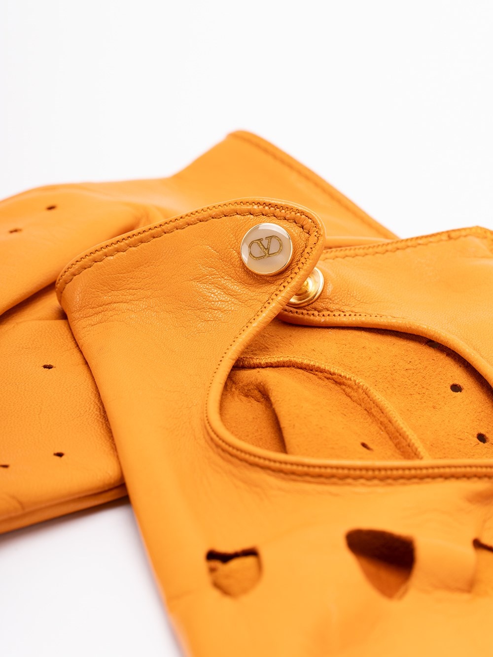`VLogo Signature` Leather Fingerless Gloves - 2