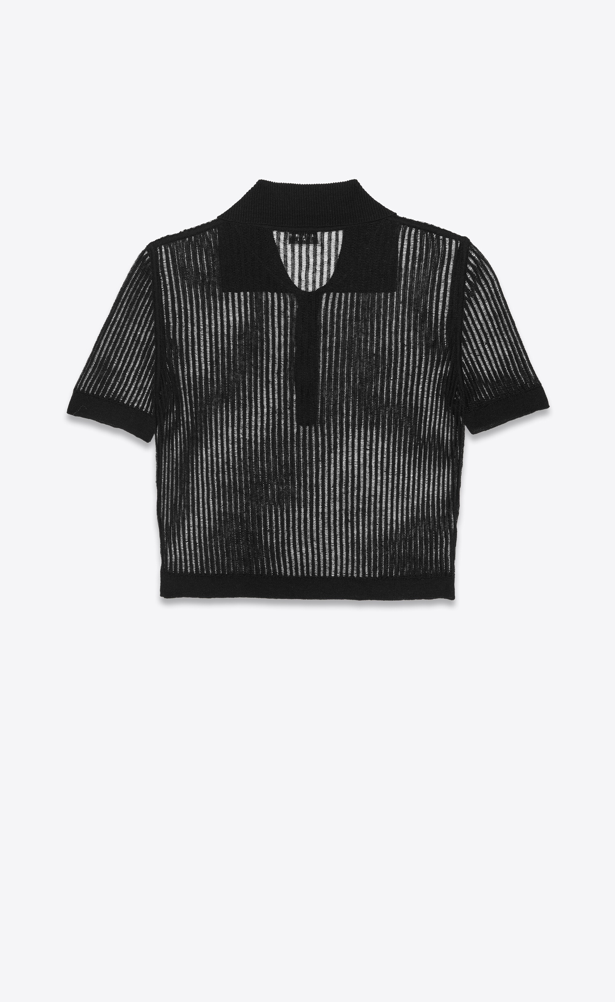 short-sleeved polo in ribbed linen and silk - 3