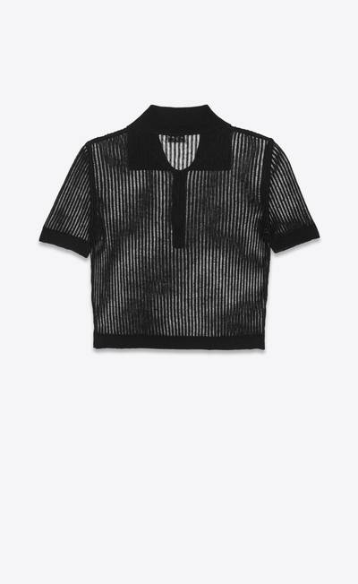 SAINT LAURENT short-sleeved polo in ribbed linen and silk outlook