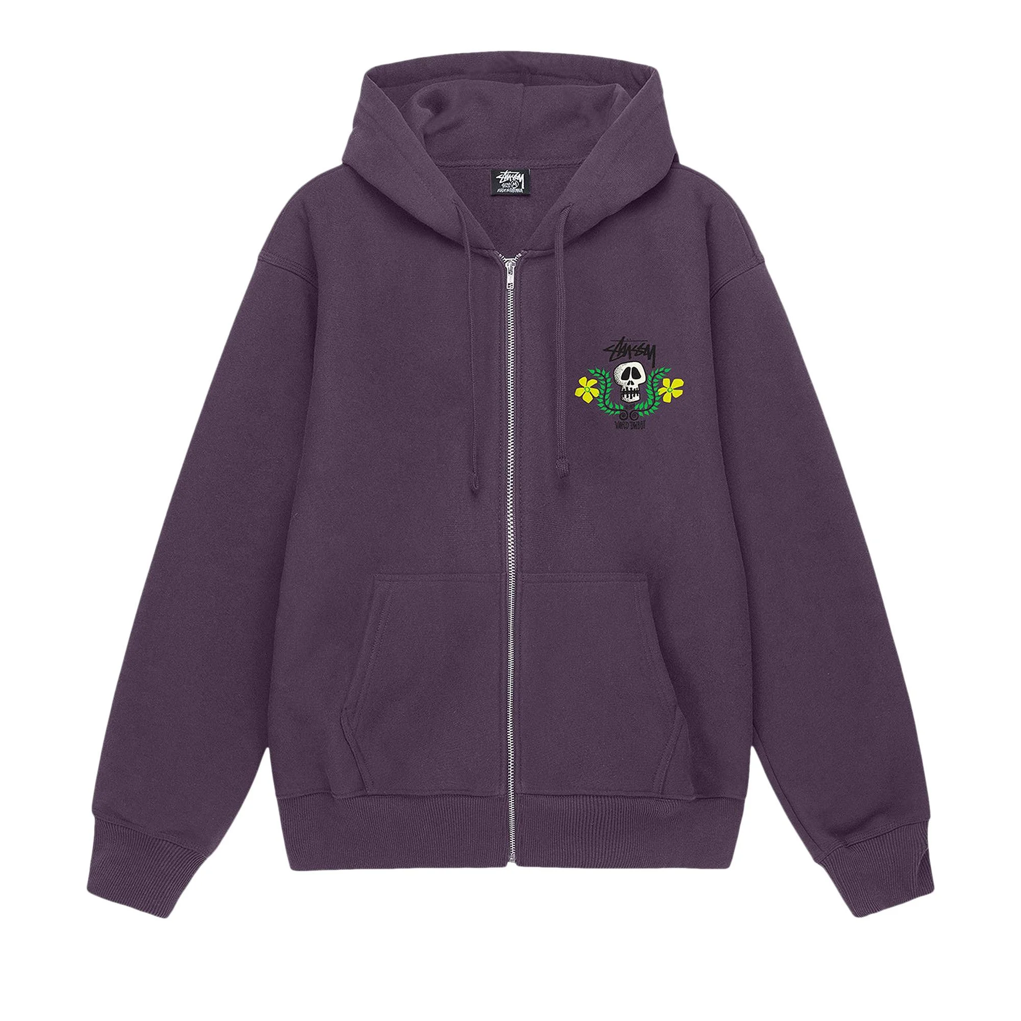 Stussy Skull Crest Zip Hoodie 'Grape' - 1