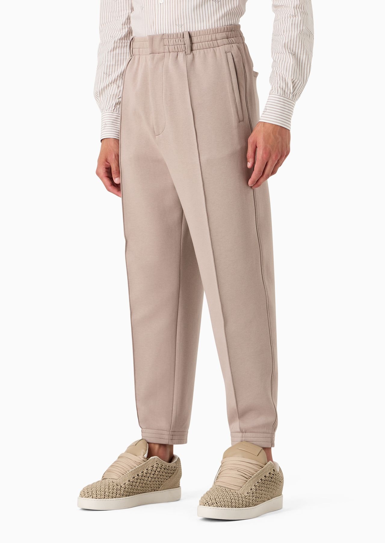 Double-jersey trousers with crease and stretch ankle cuffs - 2