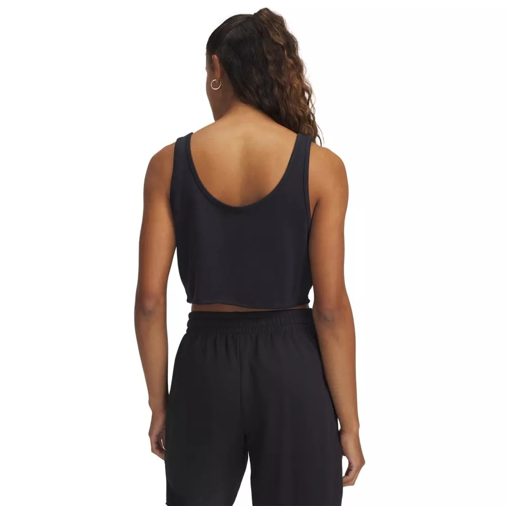 Women's UA Icon Terry Crop Tank - Black/White - 2