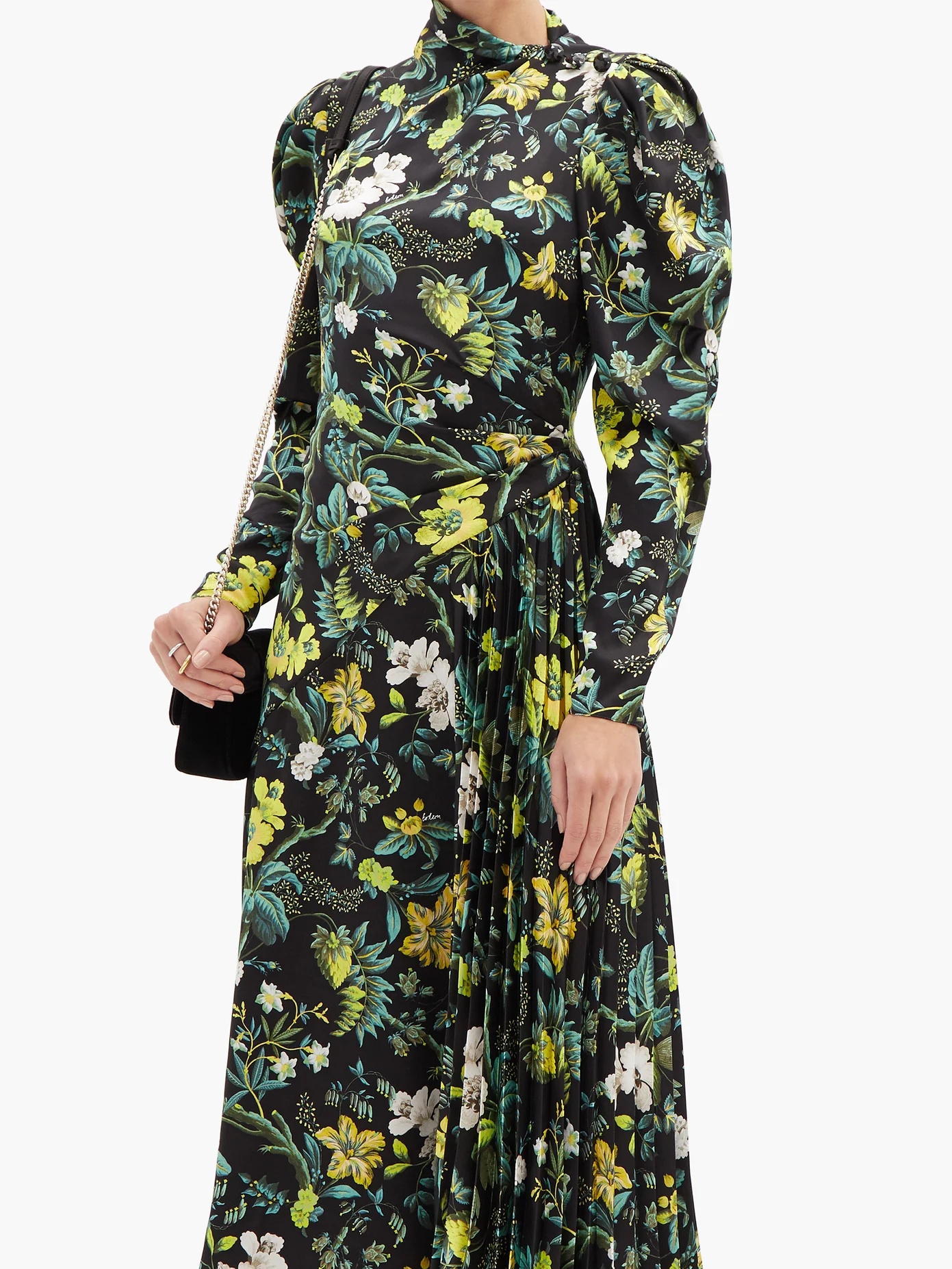 Irwin pleated floral-print silk-satin midi dress - 6