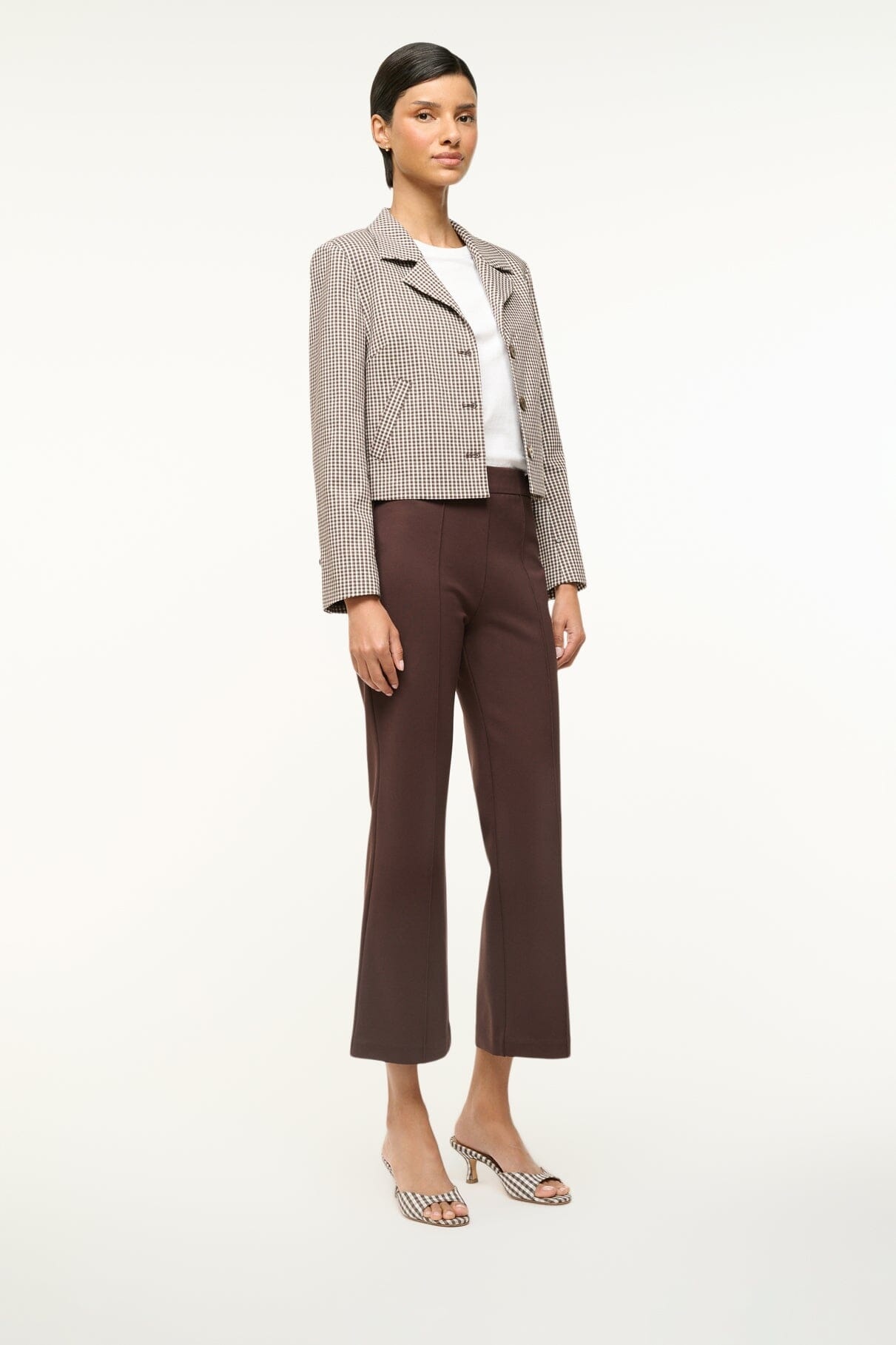 STAUD BRIGITTE MULE DARK CHOCOLATE MICRO CHECK - 4