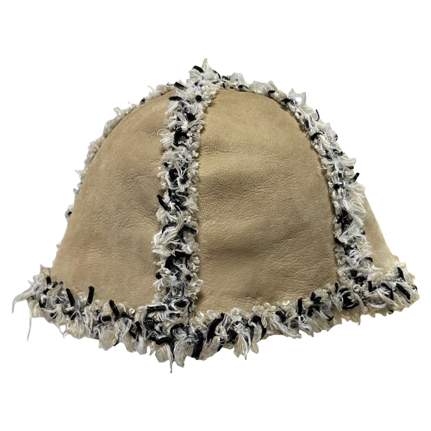 CHANEL Fall Winter 2005 Tweed Trim Leather Bucket Hat - 3