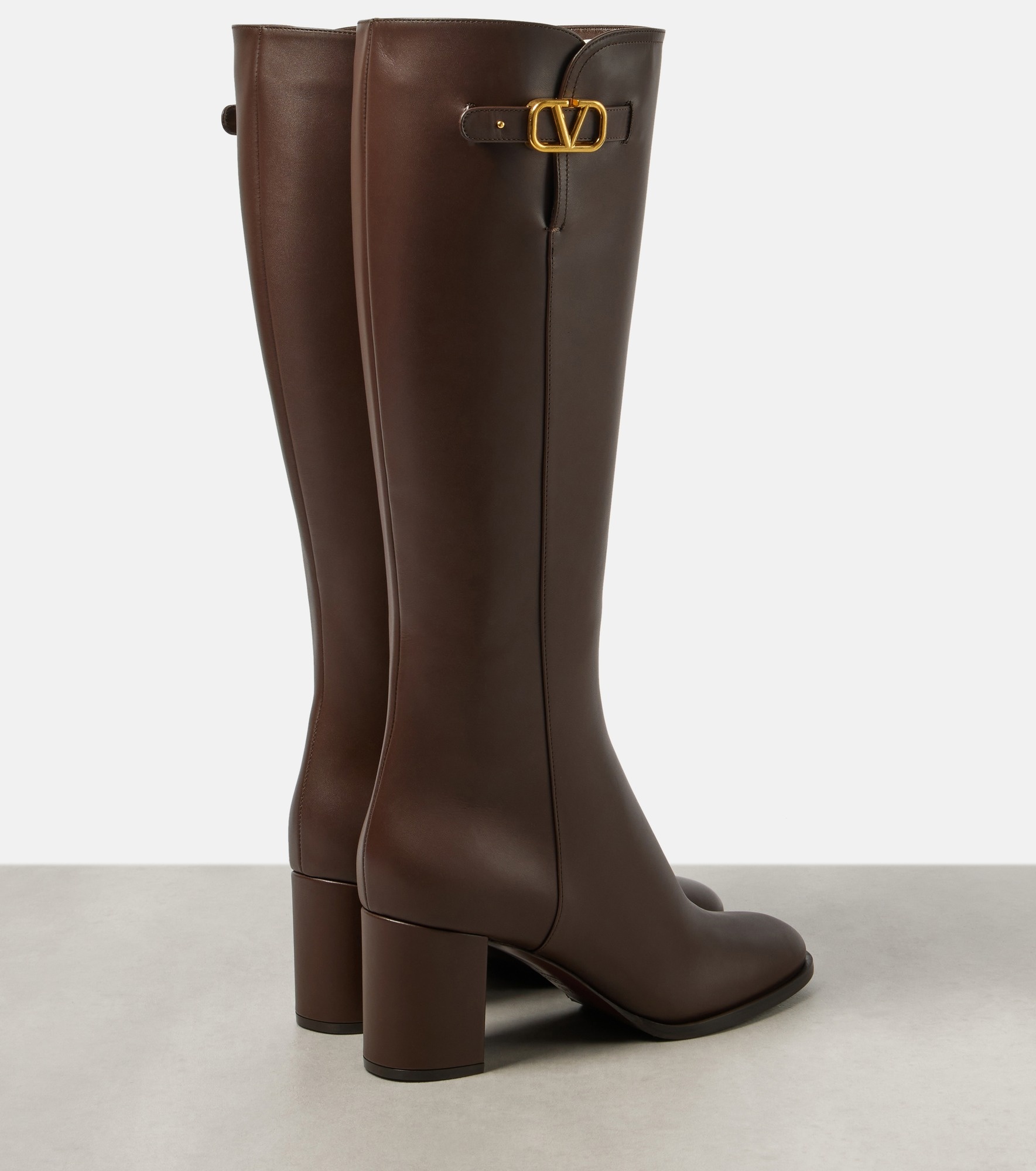 VLogo Signature leather knee-high boots - 3