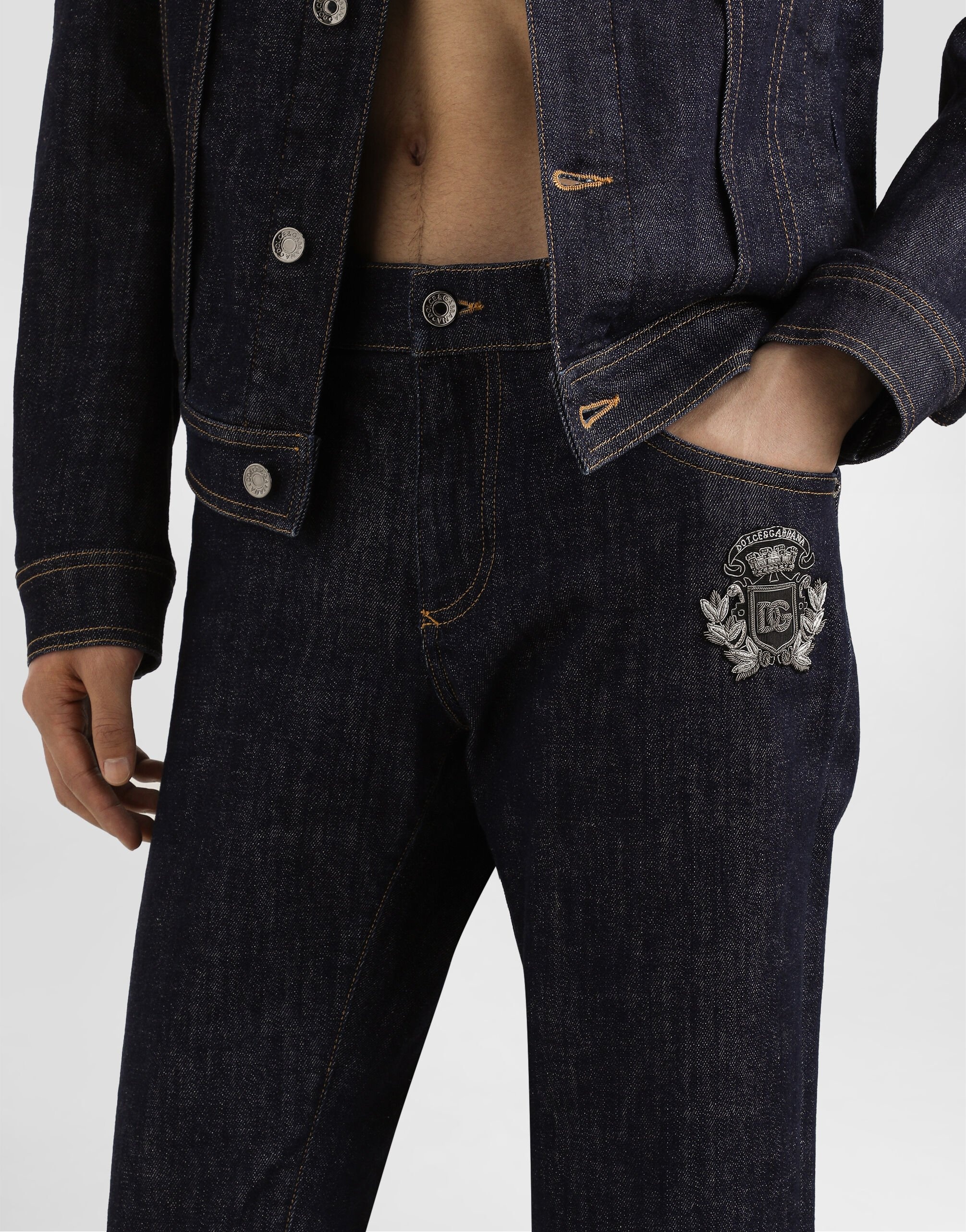 Skinny stretch cotton jeans with patch - 4