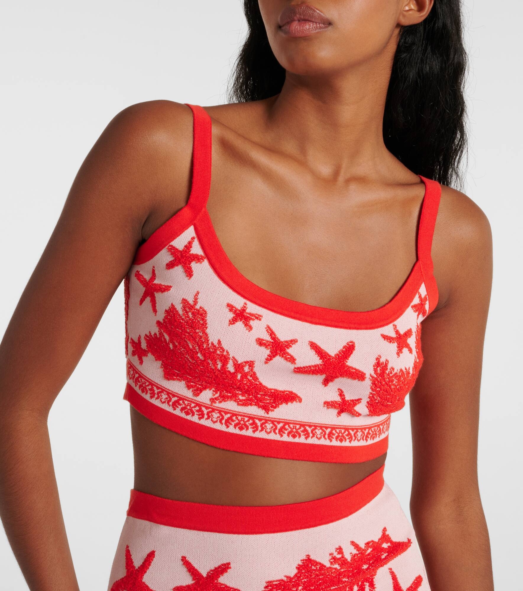 Cotton-blend jacquard crop top - 4