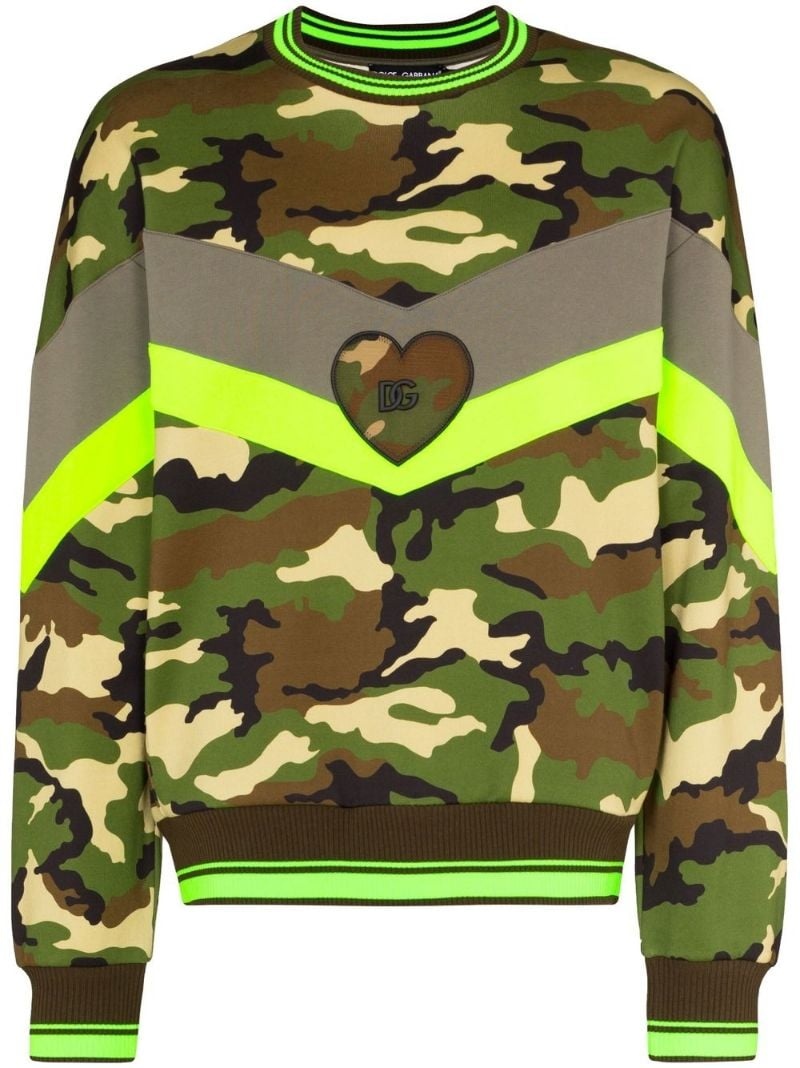 logo-plaque camouflage-print sweatshirt - 1