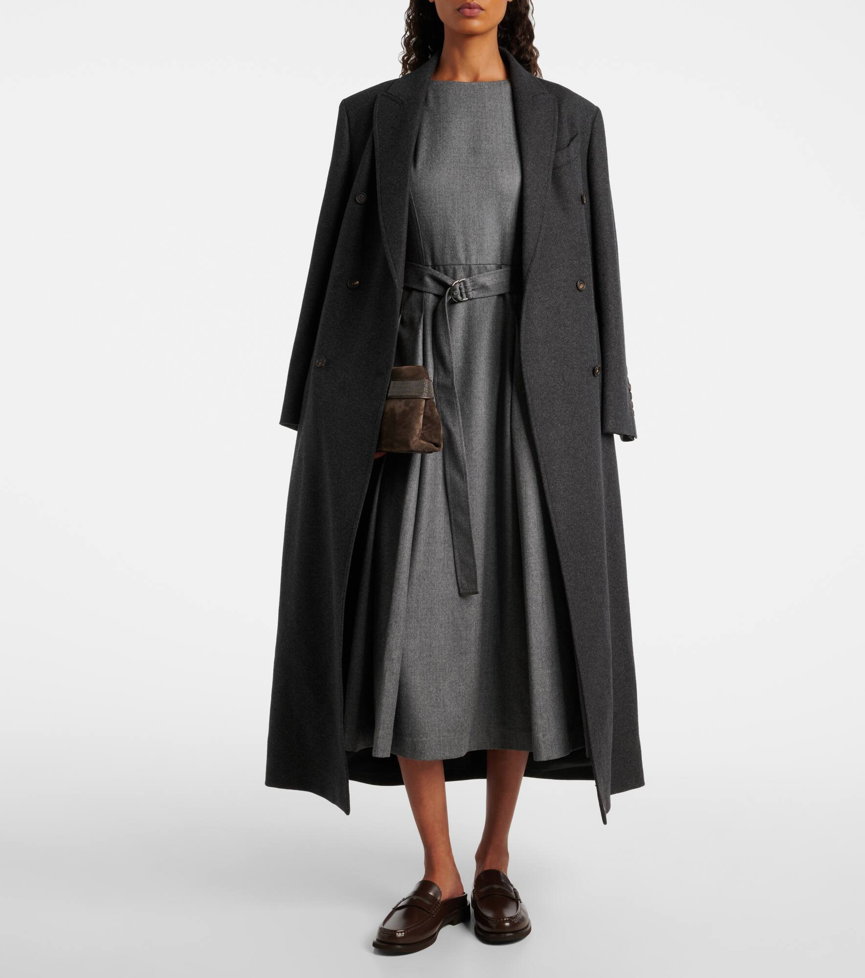 Belted virgin wool midi dress - 2