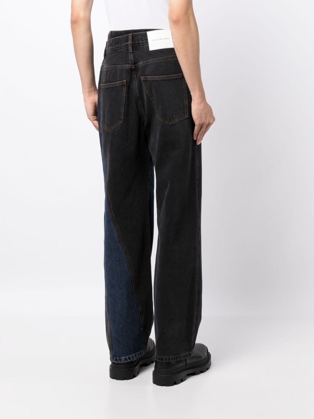 off-centre denim trousers - 4