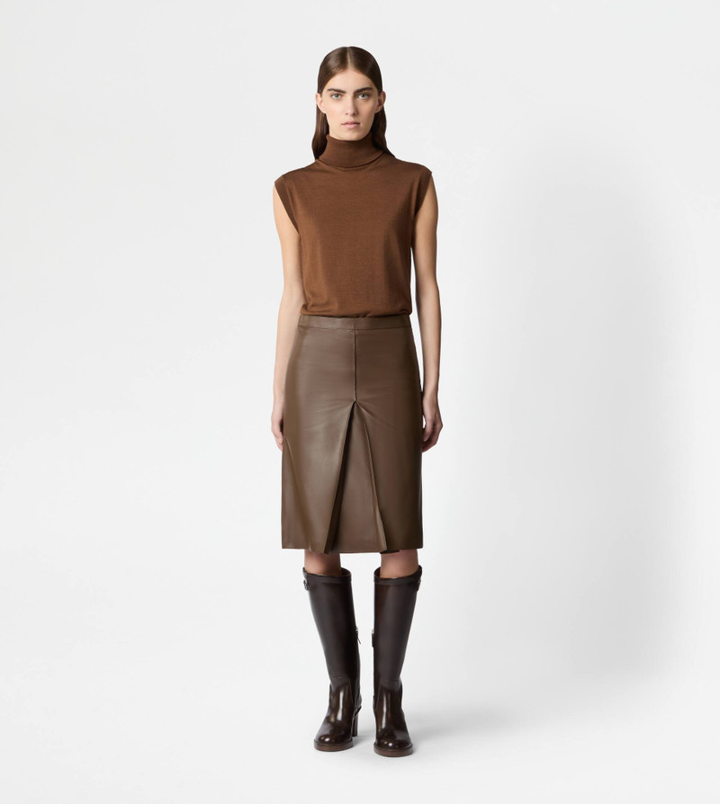 Tod's SKIRT IN LEATHER - BROWN outlook